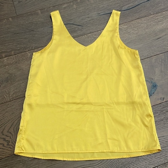 Yellow Sleeveless Women's Tank Top Lined - Picture 4 of 4